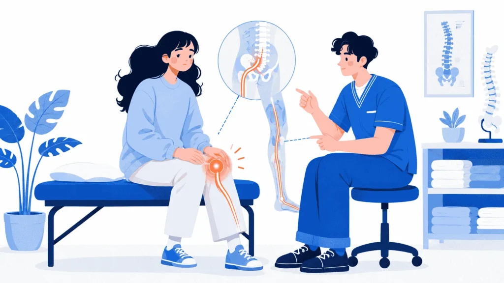 Sciatica causing knee pain with lower back and leg symptoms
